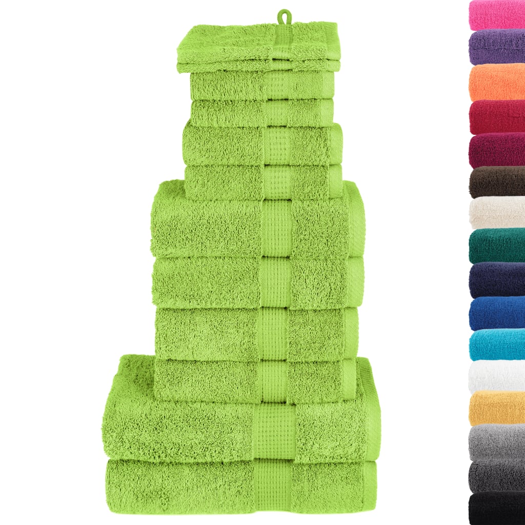 Lot de 12 serviettes de toilette premium SOLUND vert pomme 600 g/m²