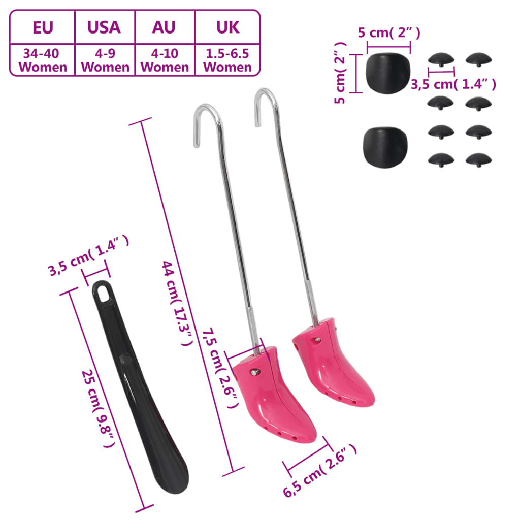 Boot Shapers with Shoehorn Pink EU 34-40 Plastic