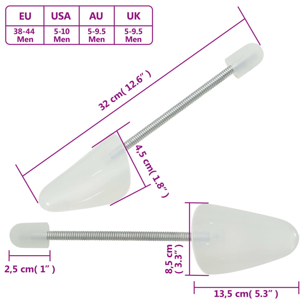 Shoe Trees with Coil Spring 5 Pairs White EU 38-44 Plastic