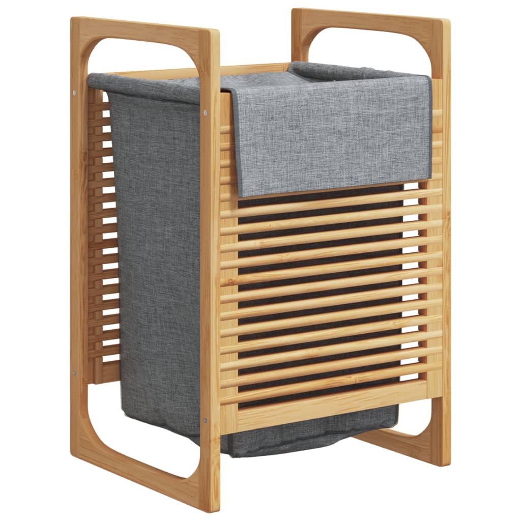 Panier à linge avec sac intérieur gris 32x30x36,5 cm Bambou