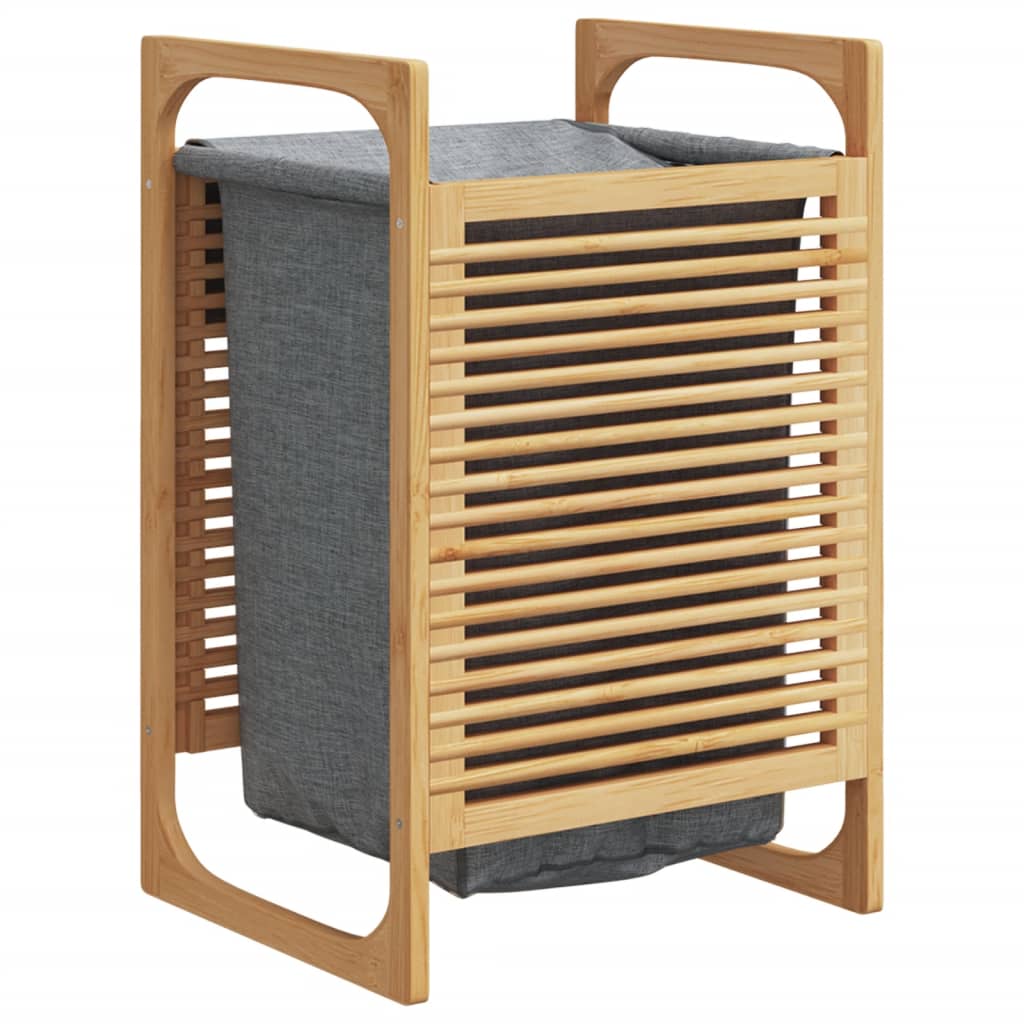 Panier à linge avec sac intérieur gris 32x30x36,5 cm Bambou