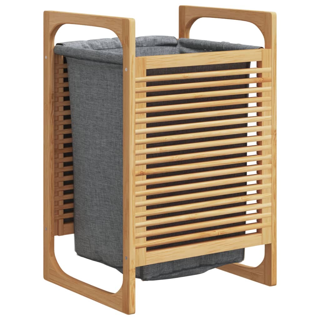 Panier à linge avec sac intérieur gris 32x30x36,5 cm Bambou
