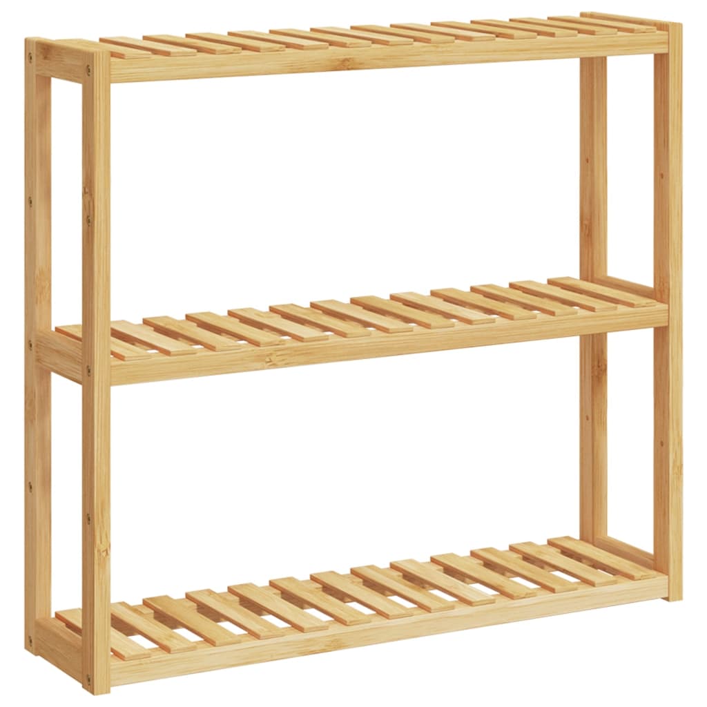 Bathroom shelf with 3 shelves wall mounting 60x15x54 cm bamboo