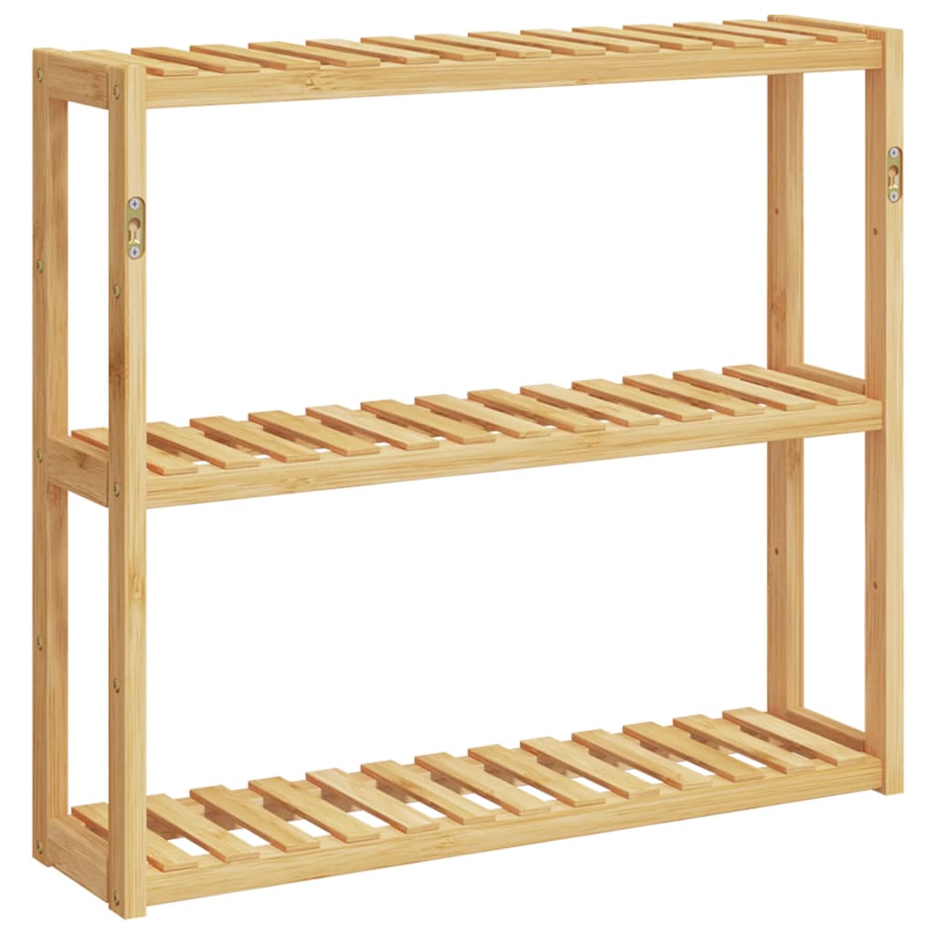 Bathroom shelf with 3 shelves wall mounting 60x15x54 cm bamboo