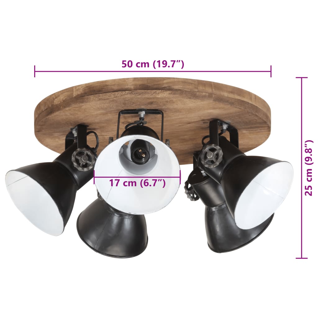 Ceiling Light 25 W Black 50x50x25 cm E27
