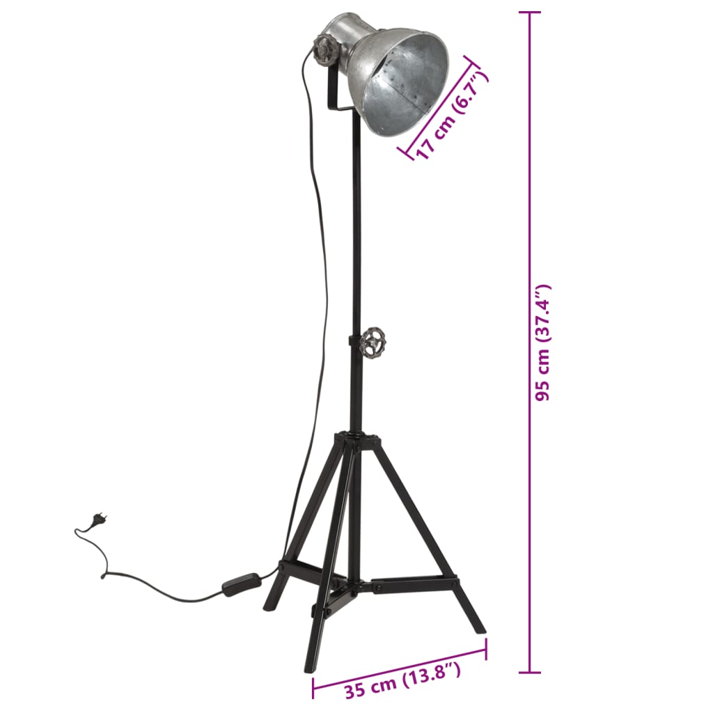 Floor lamp 25 W Vintage Silver 35x35x65/95 cm E27