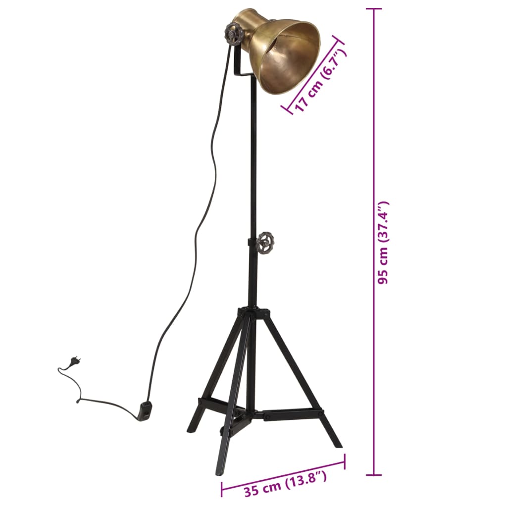 Floor lamp 25 W Vintage Brass 35x35x65/95 cm E27