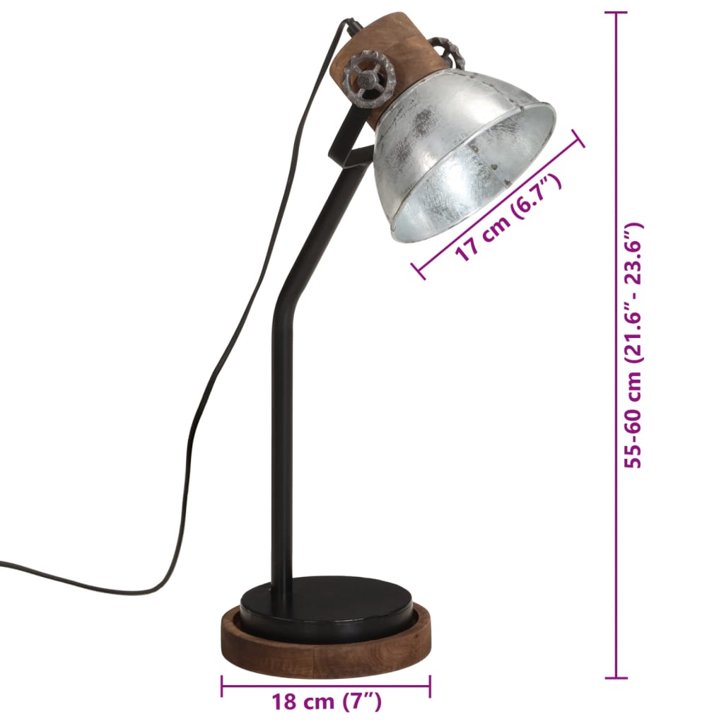 Desk Lamp 25W Vintage Silver 18x18x60 cm E27