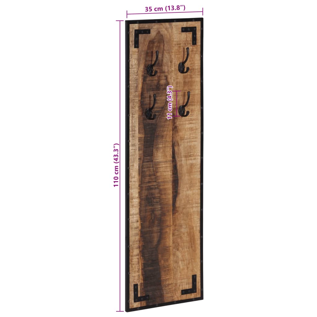 Vestiaire 35x8x110 cm Bois massif brut de manguier