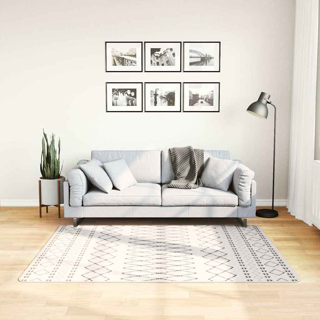 Teppich Waschbar Schwarz und Weiß 120x170 cm Rutschfest