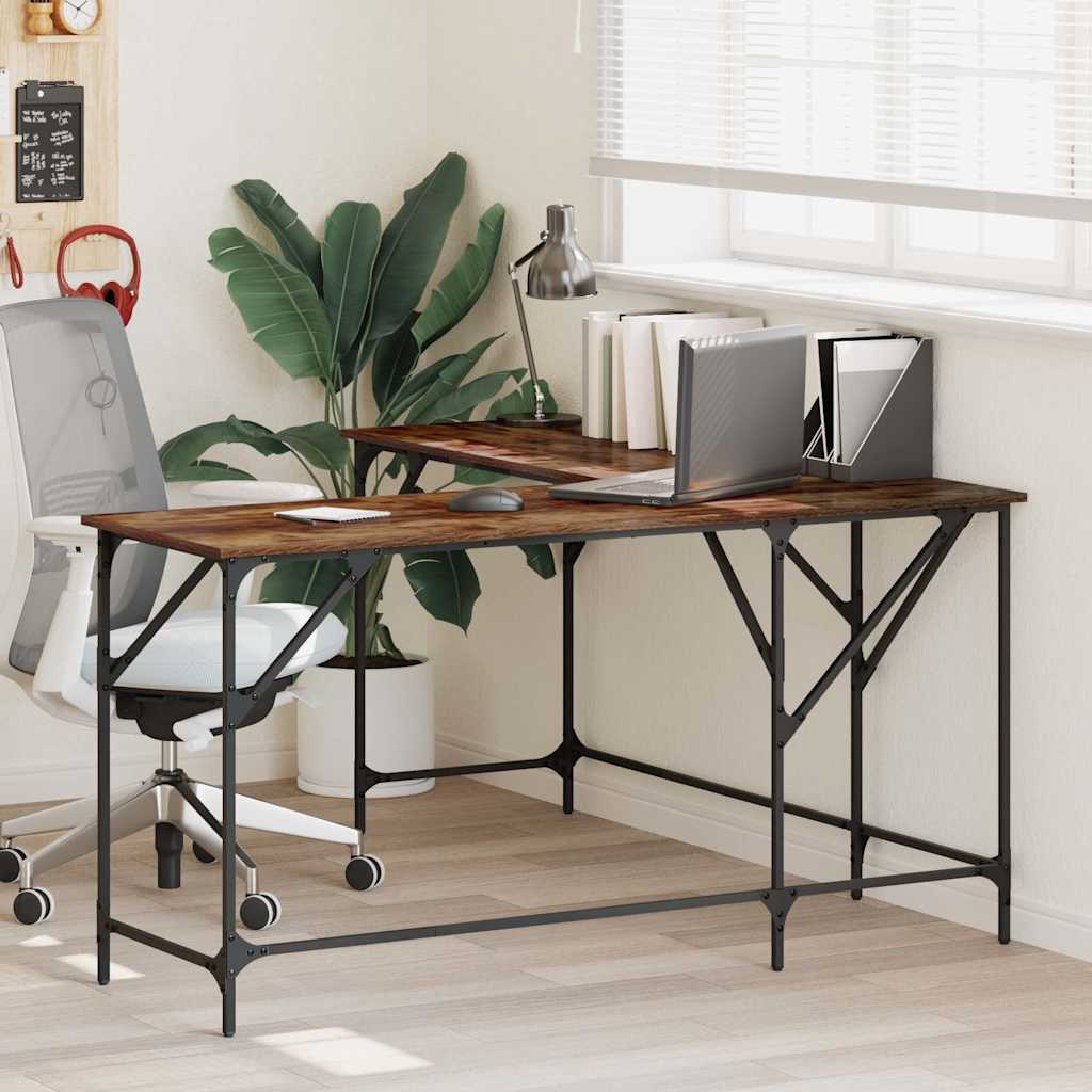 Desk smoked oak 149x149x75 cm wood-based material