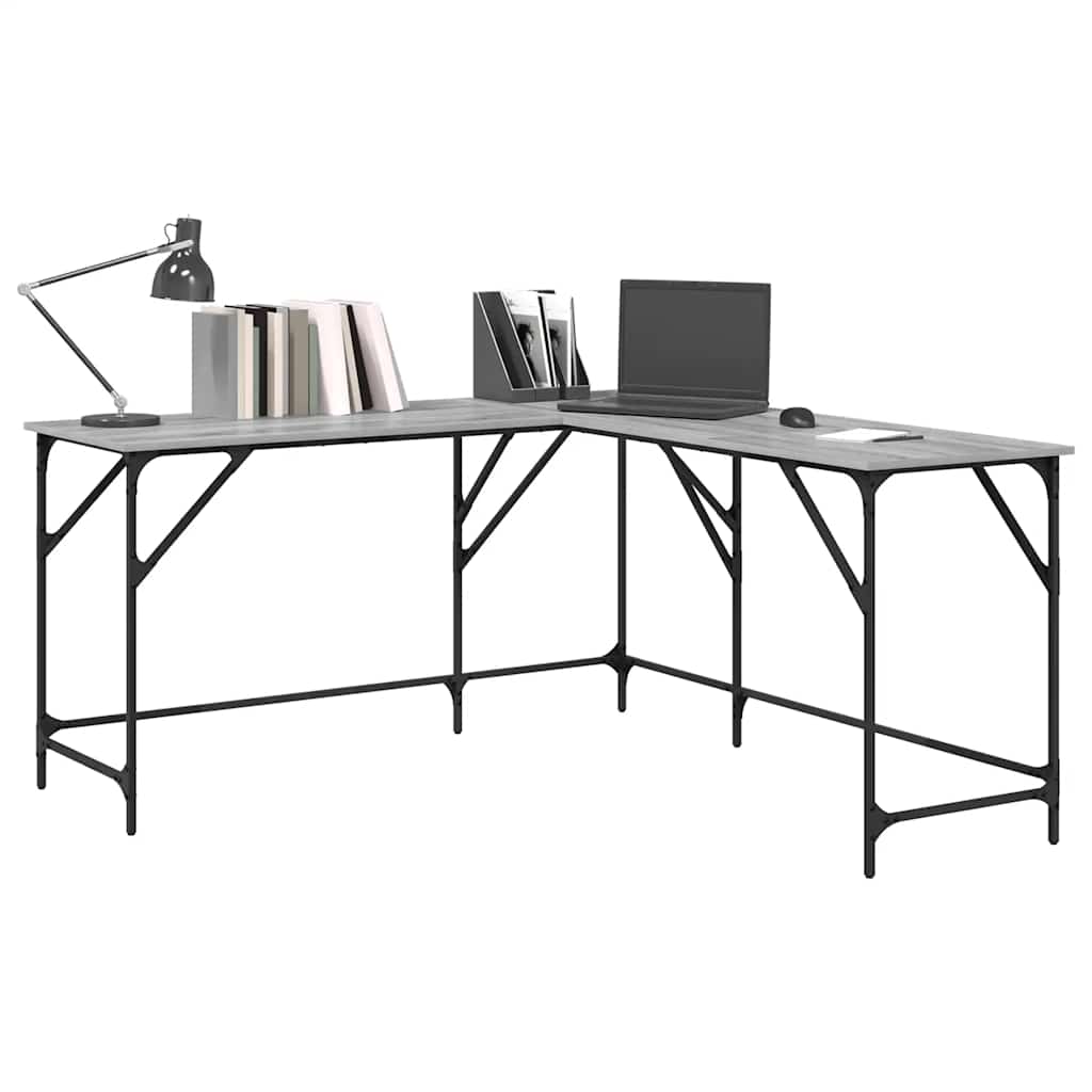Schreibtisch Grau Sonoma 149x149x75 cm Holzwerkstoff