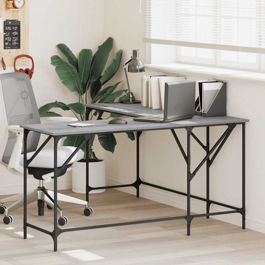 Bureau gris Sonoma 149x149x75 cm, en bois d'ingénierie
