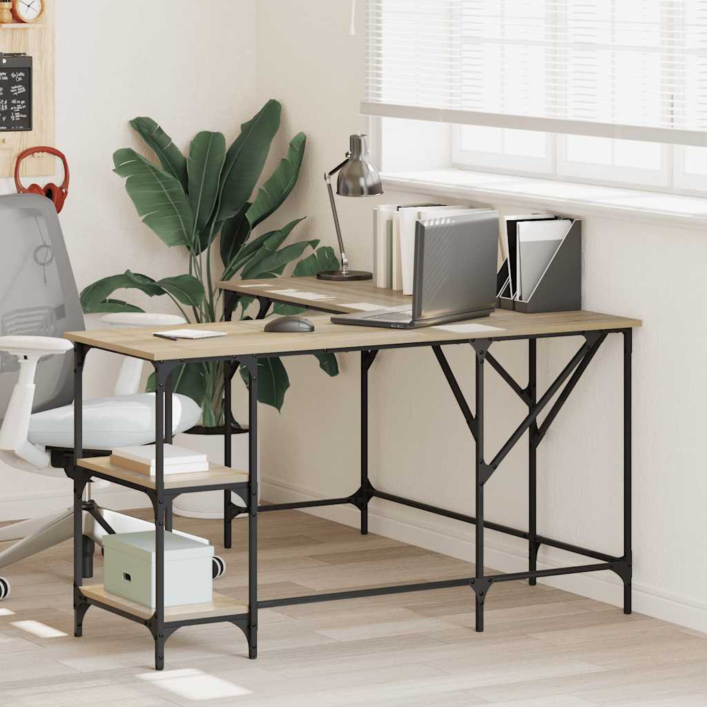 Bureau chêne Sonoma 139x139x75 cm panneau de particules