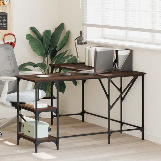 Bureau imitation chêne marron 139x139x75 cm Bois manufacturé
