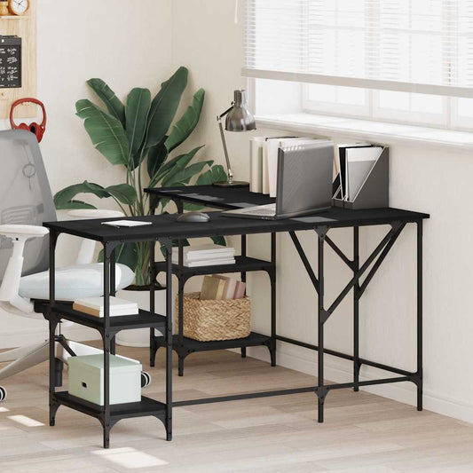 Bureau noir 139x139x75 cm panneau de particules