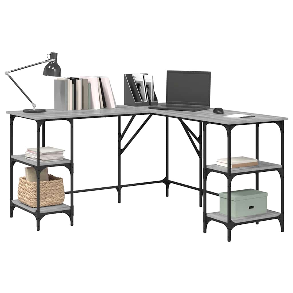 Schreibtisch Grau Sonoma 139x139x75 cm Holzwerkstoff