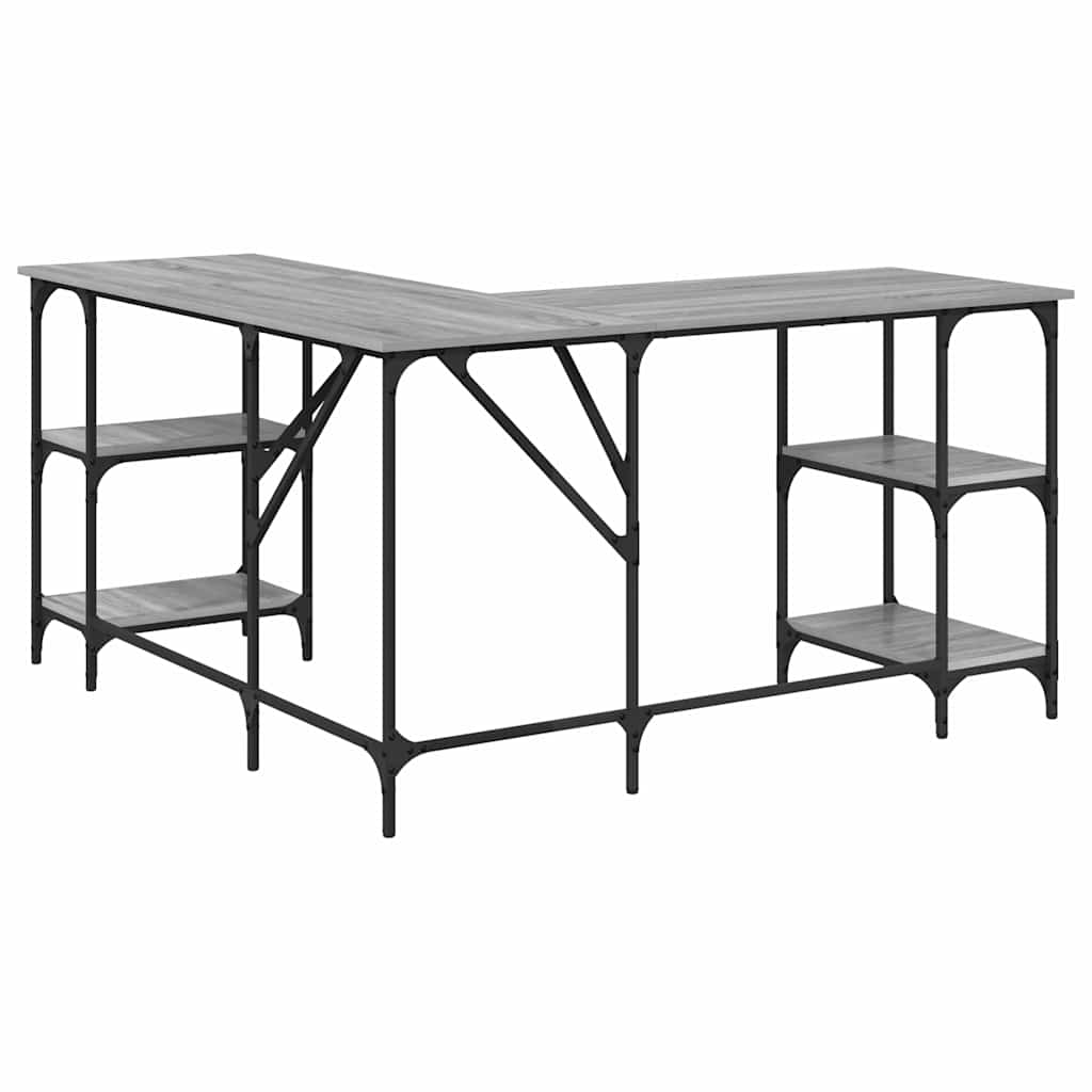 Schreibtisch Grau Sonoma 139x139x75 cm Holzwerkstoff