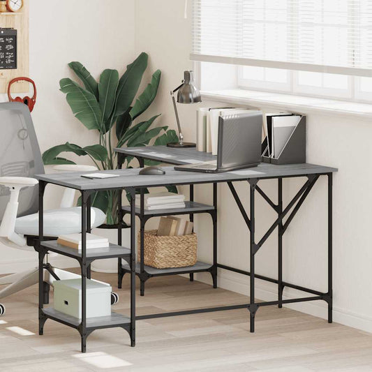 Bureau gris Sonoma 139x139x75 cm panneau de particules