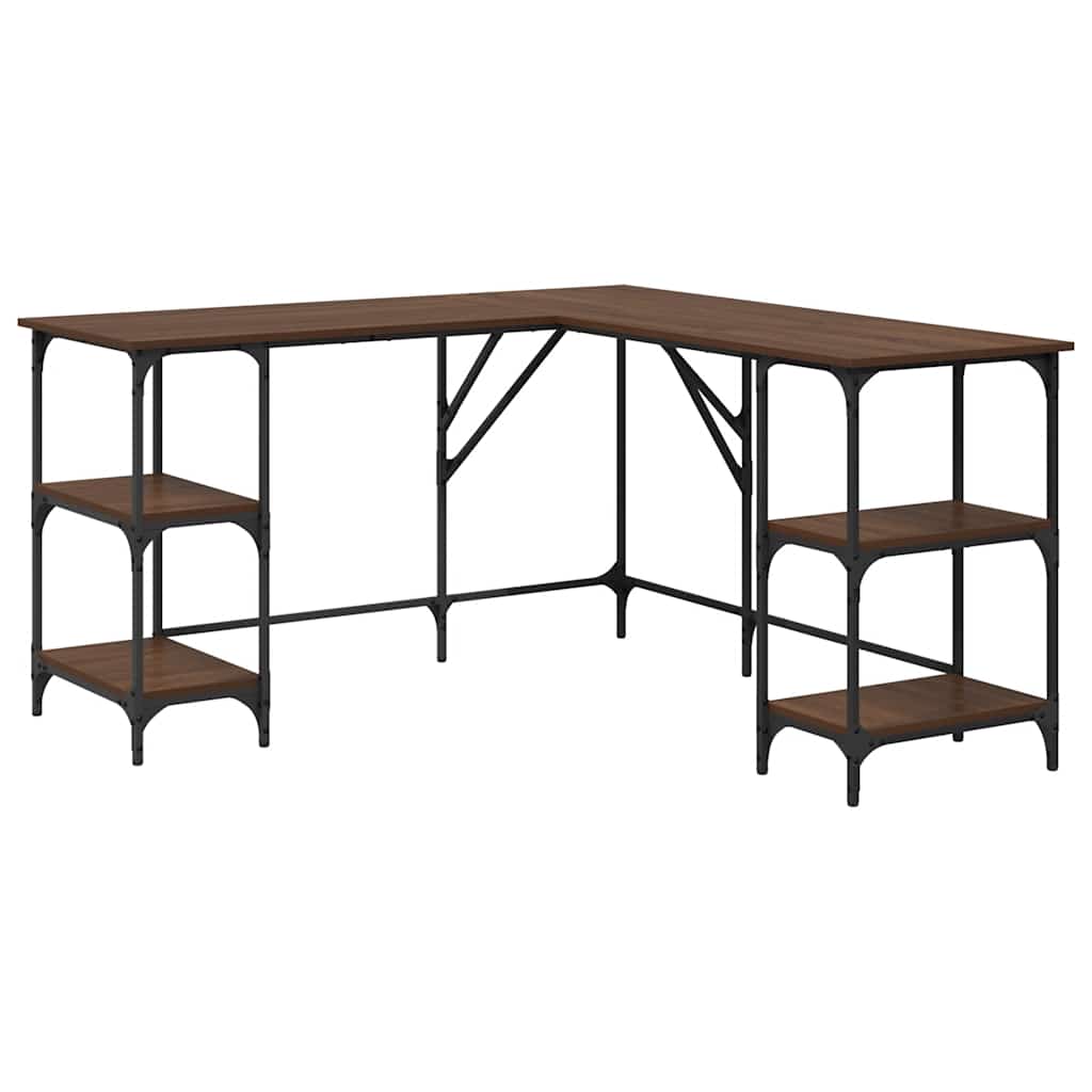 Desk Brown Oak-Effect 139x139x75 cm Wood-based material