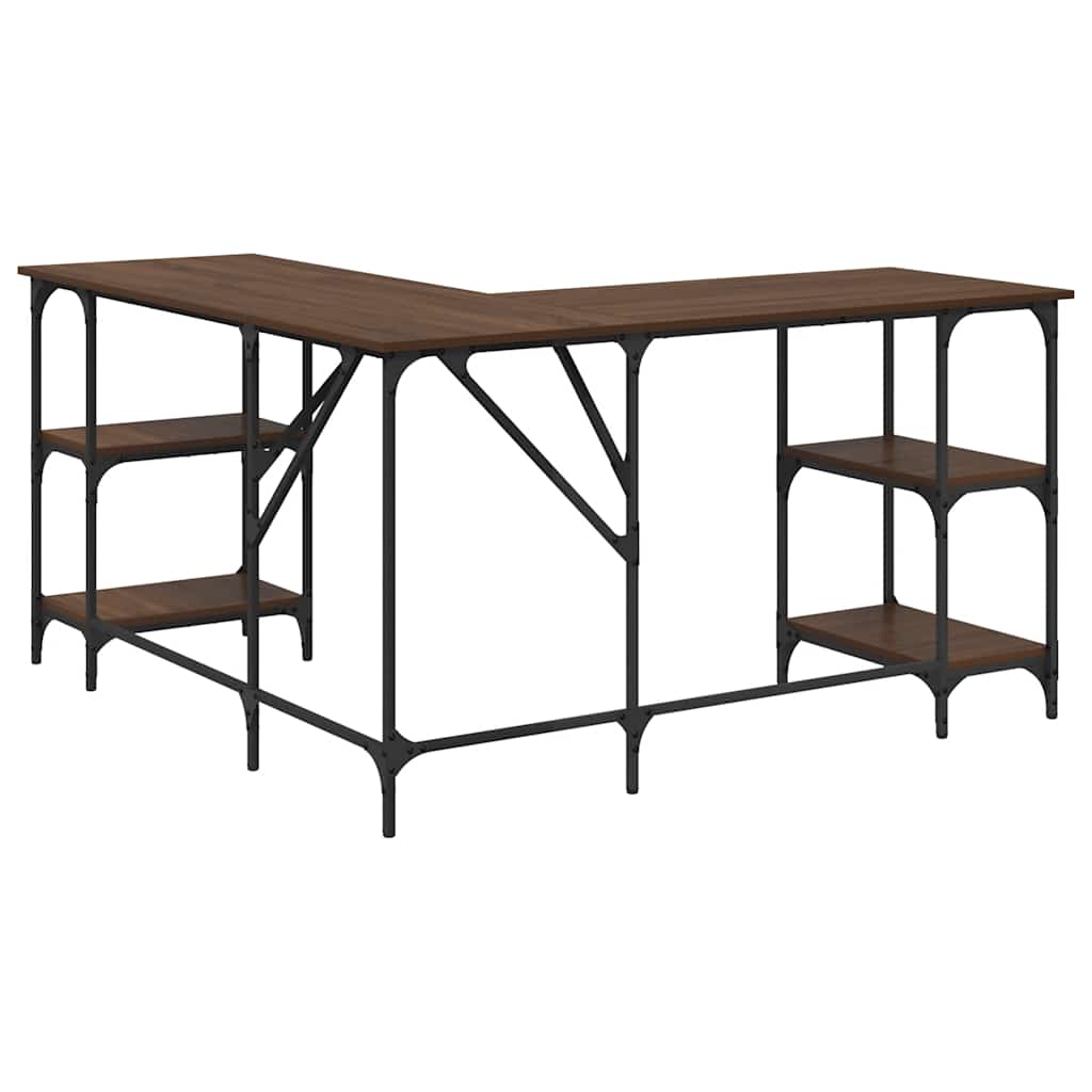 Desk Brown Oak-Effect 139x139x75 cm Wood-based material