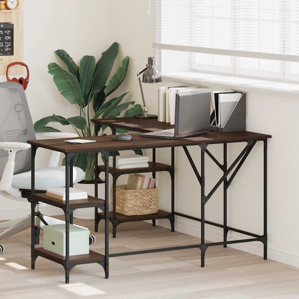 Desk Brown Oak-Effect 139x139x75 cm Wood-based material