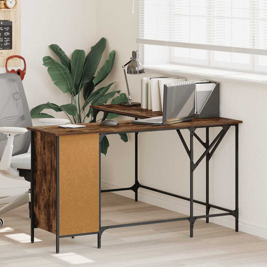 Bureau chêne fumé 141x141x75 cm panneau de particules