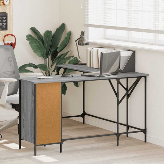 Bureau gris Sonoma 141x141x75 cm en bois d'ingénierie