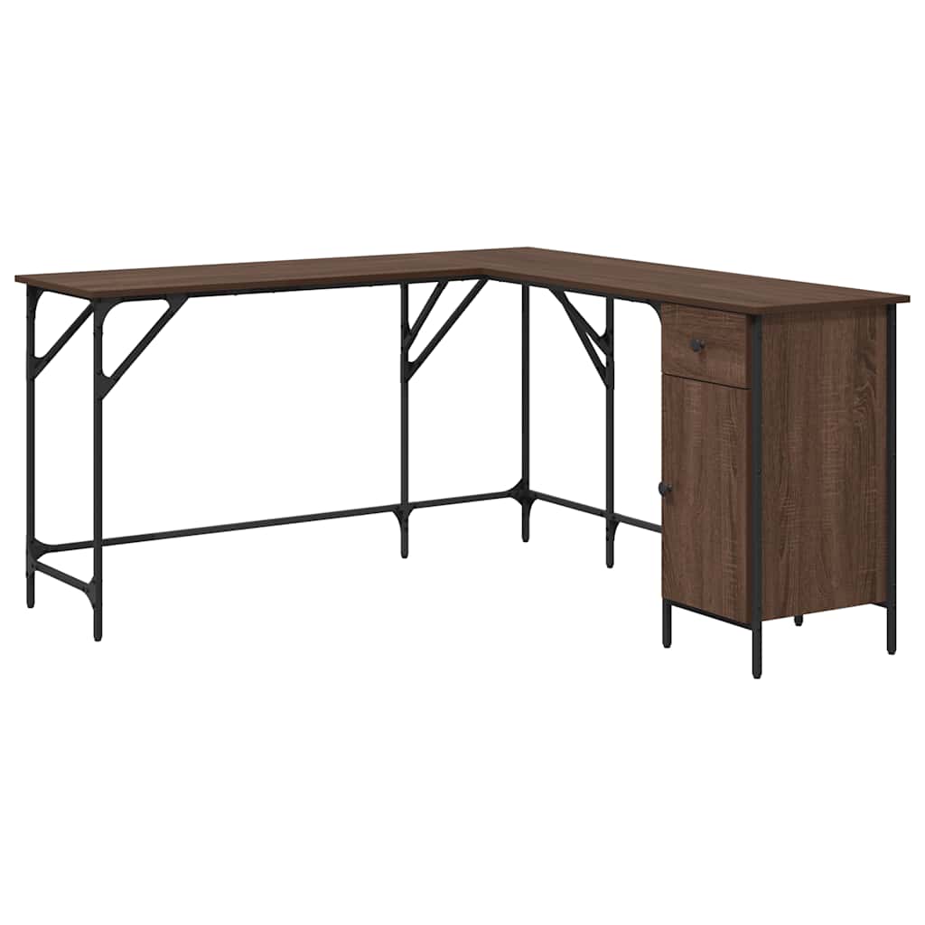 Desk Brown Oak Effect 141x141x75 cm Wood-based Material