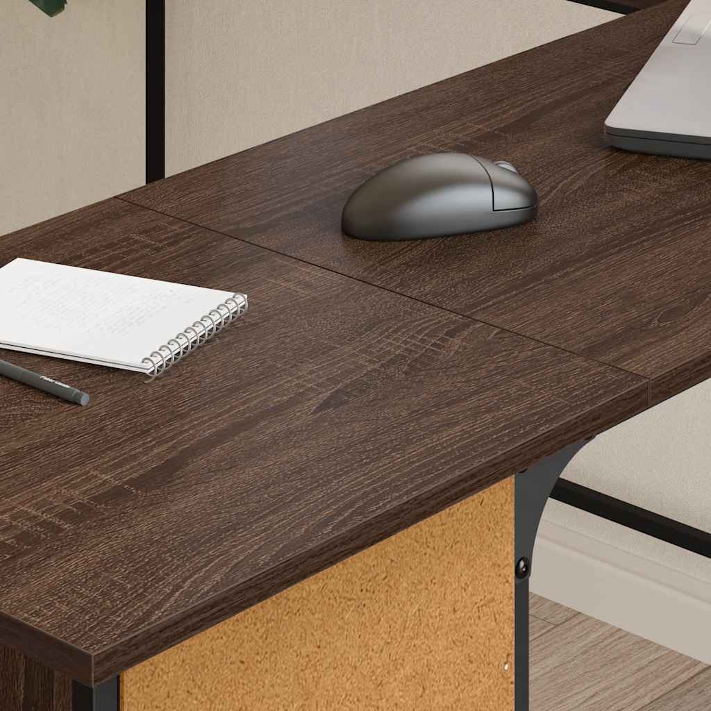 Desk Brown Oak Effect 141x141x75 cm Wood-based Material