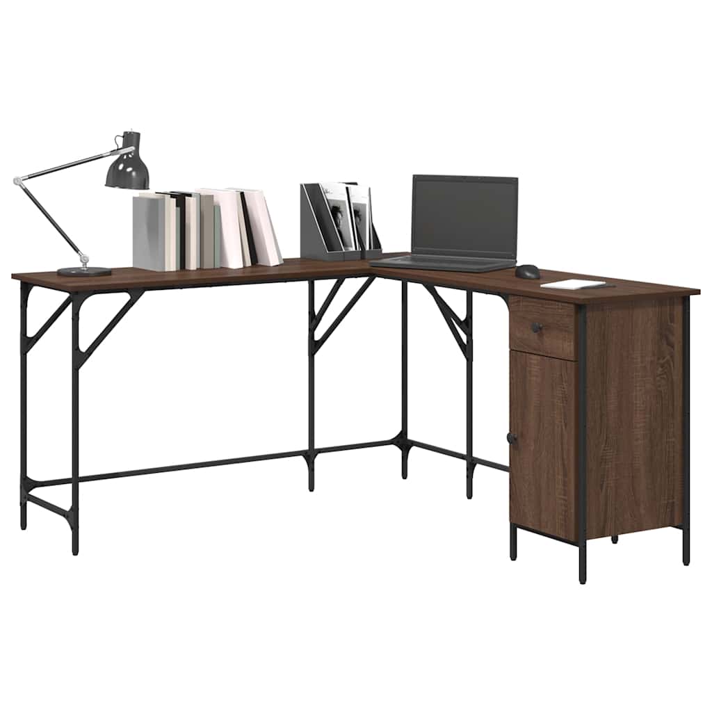 Desk Brown Oak Effect 141x141x75 cm Wood-based Material