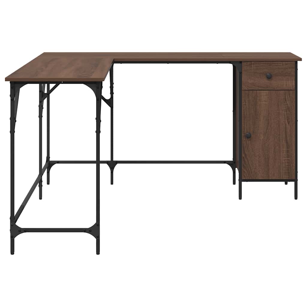 Desk Brown Oak Effect 141x141x75 cm Wood-based Material