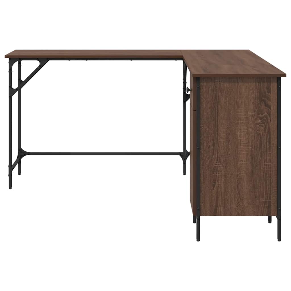 Desk Brown Oak Effect 141x141x75 cm Wood-based Material
