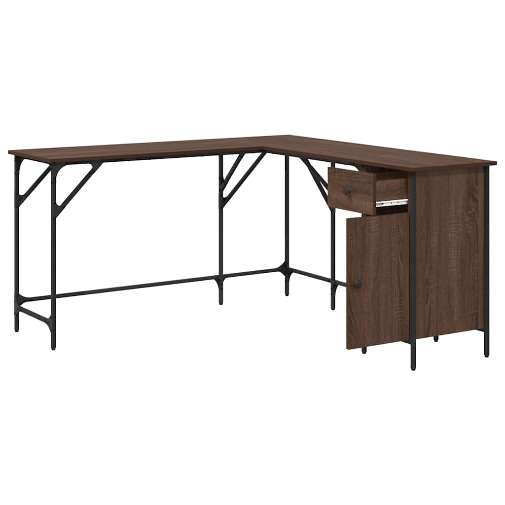 Desk Brown Oak Effect 141x141x75 cm Wood-based Material
