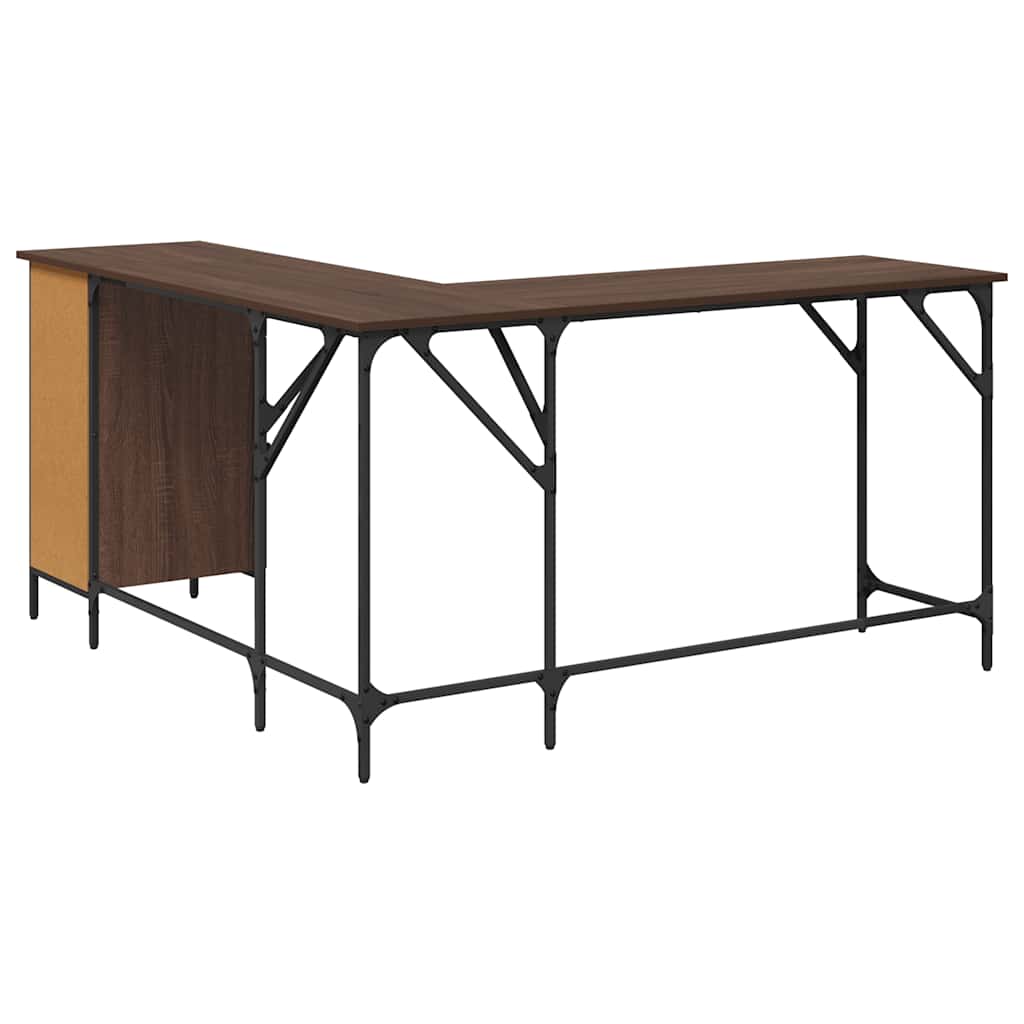 Desk Brown Oak Effect 141x141x75 cm Wood-based Material