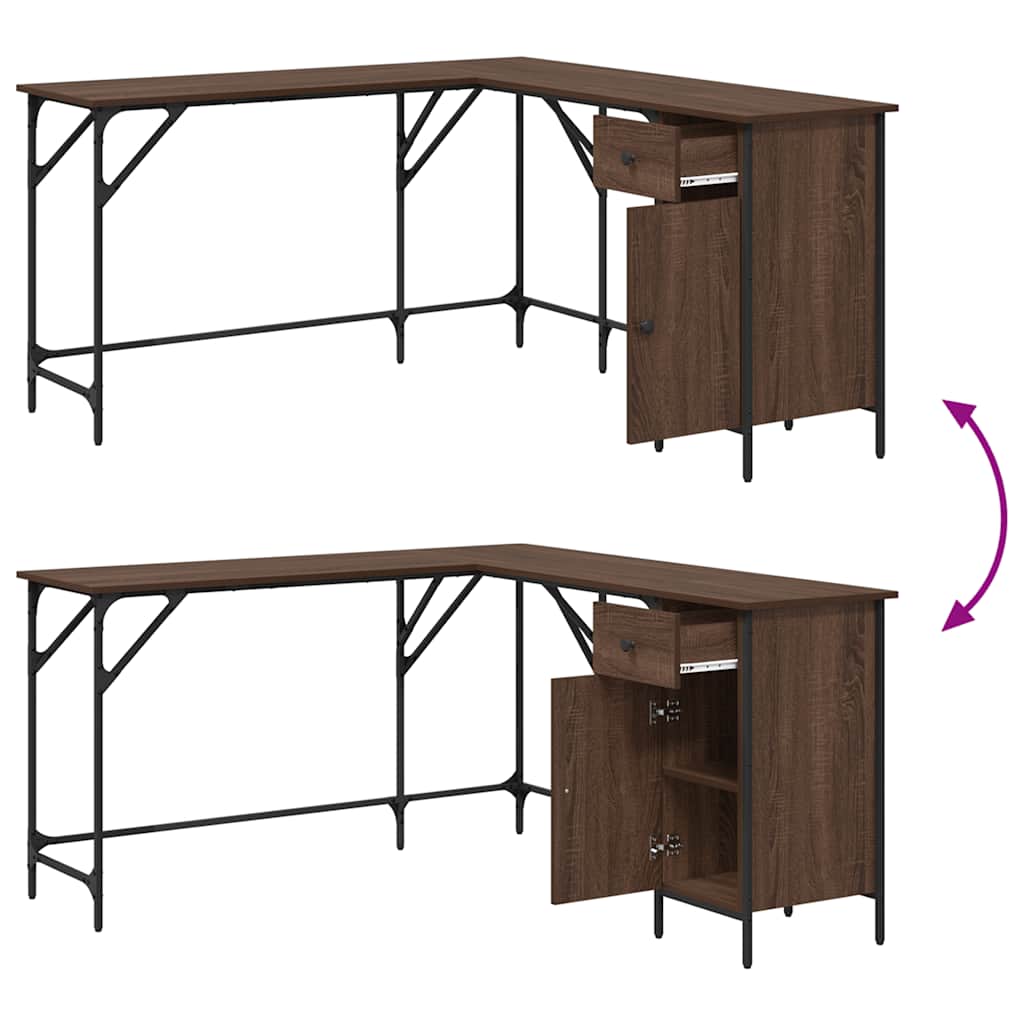 Desk Brown Oak Effect 141x141x75 cm Wood-based Material