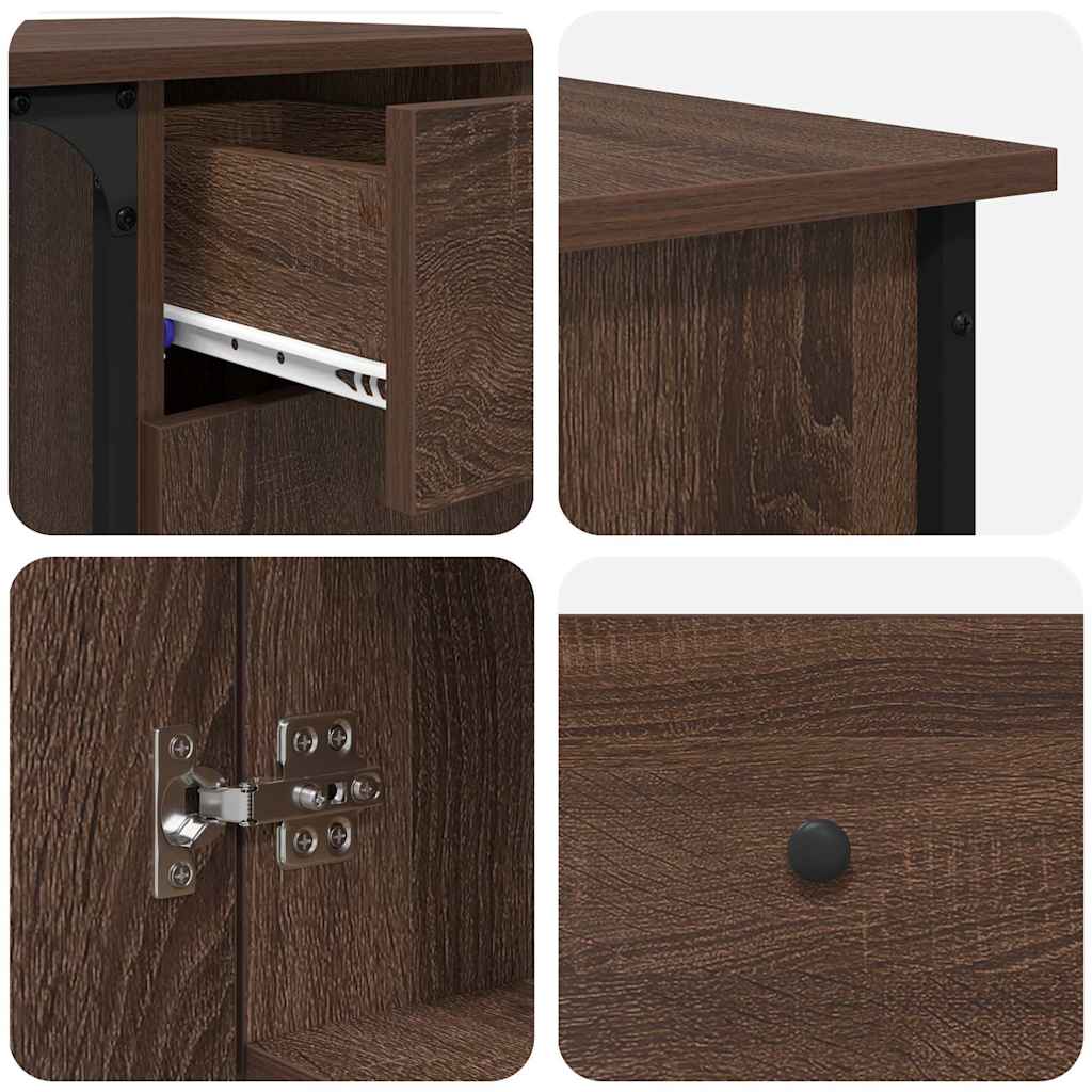 Desk Brown Oak Effect 141x141x75 cm Wood-based Material