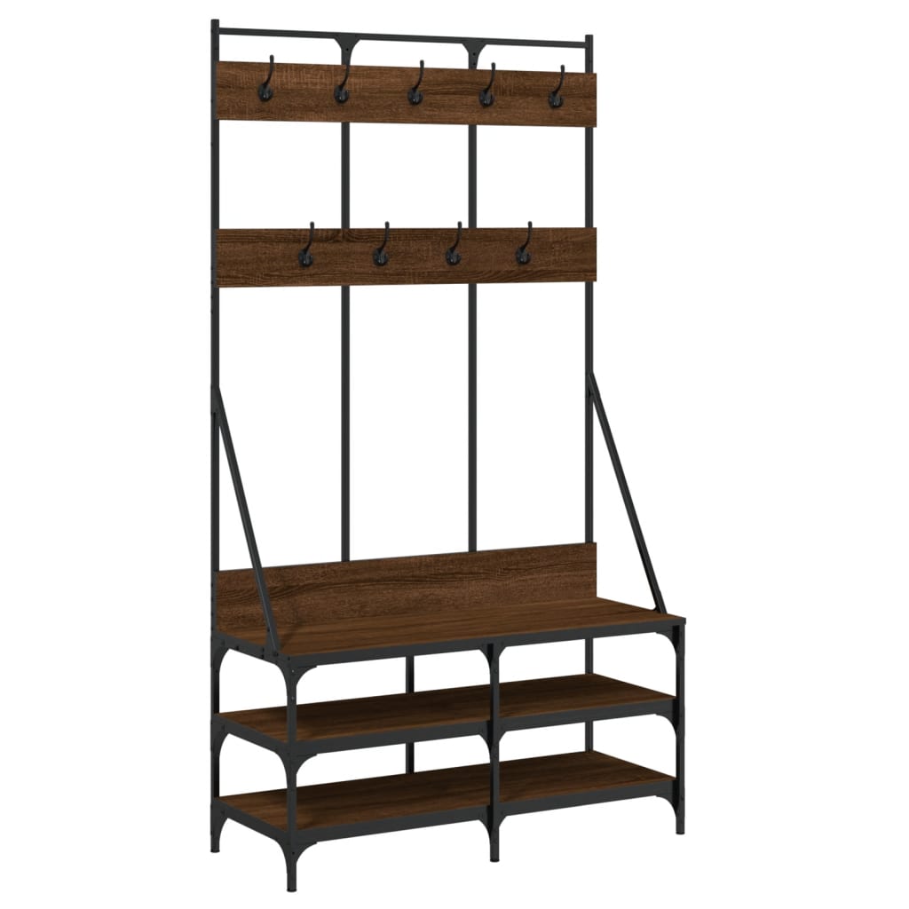 Garment Rack with Shoe Rack Brown Oak-Effect 100x40x184 cm