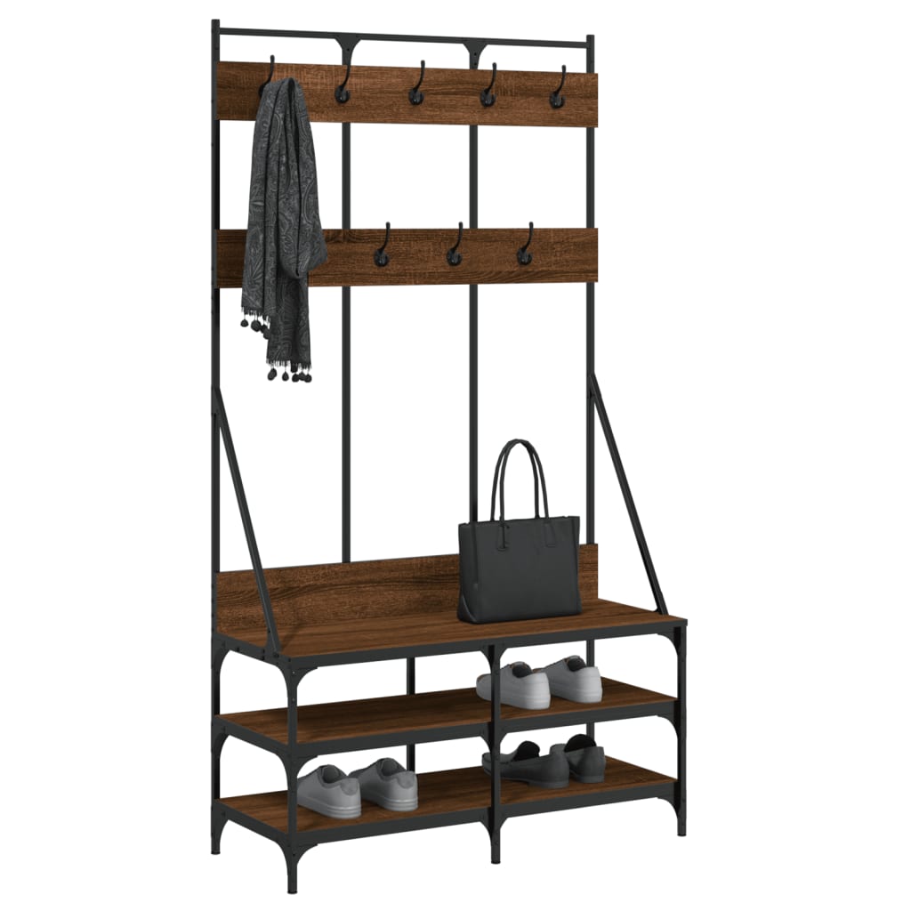 Garment Rack with Shoe Rack Brown Oak-Effect 100x40x184 cm