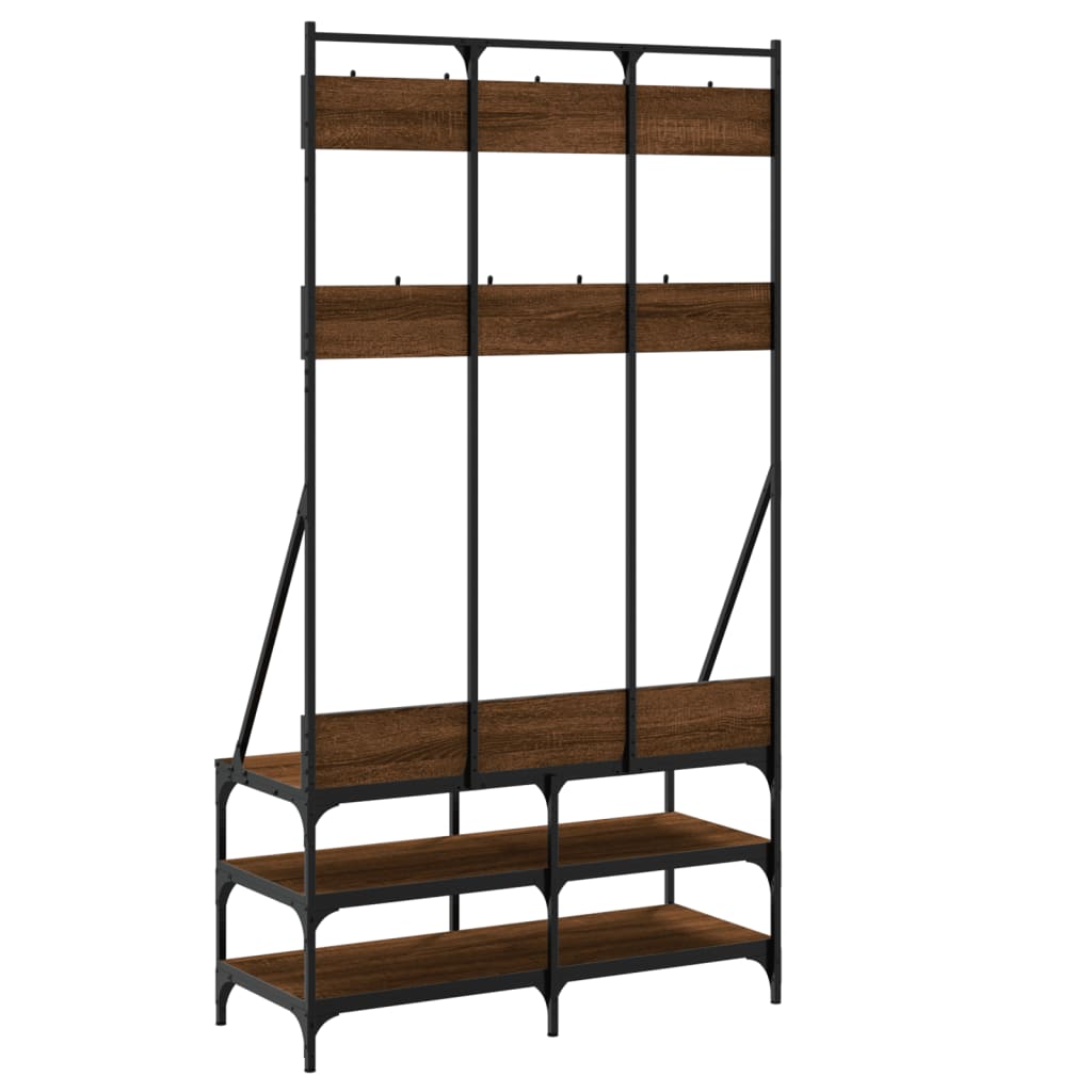 Garment Rack with Shoe Rack Brown Oak-Effect 100x40x184 cm