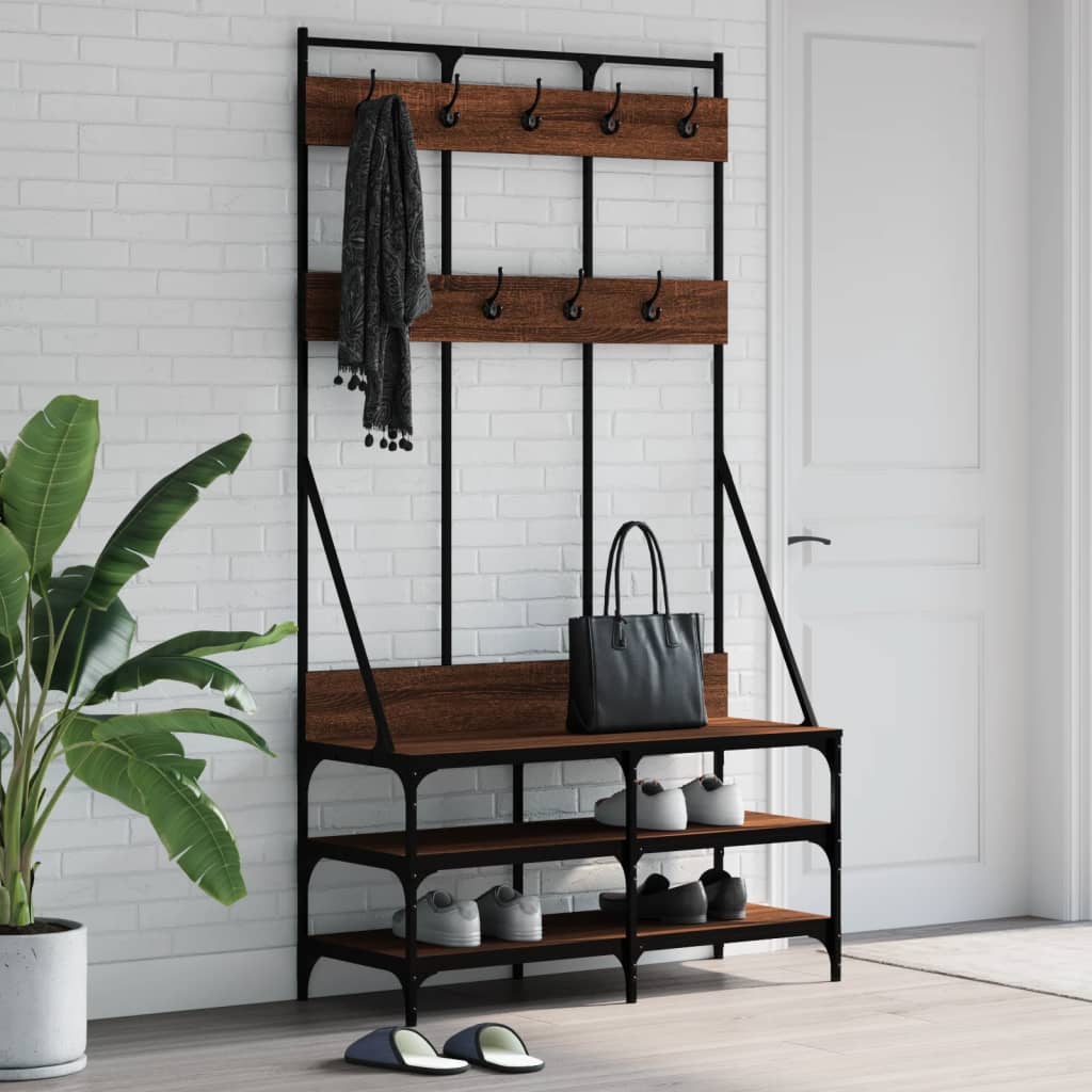 Garment Rack with Shoe Rack Brown Oak-Effect 100x40x184 cm