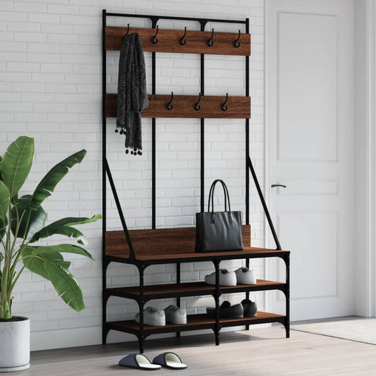 Garment Rack with Shoe Rack Brown Oak-Effect 100x40x184 cm