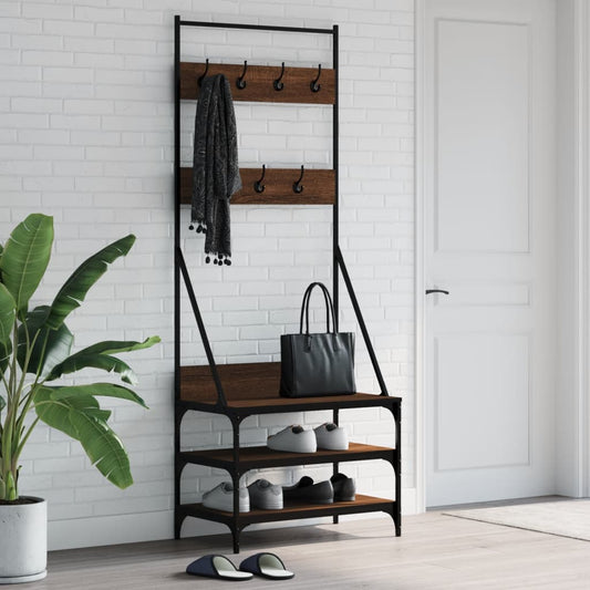 Garment Rack with Shoe Storage Brown Oak-Effect 70x40x184 cm