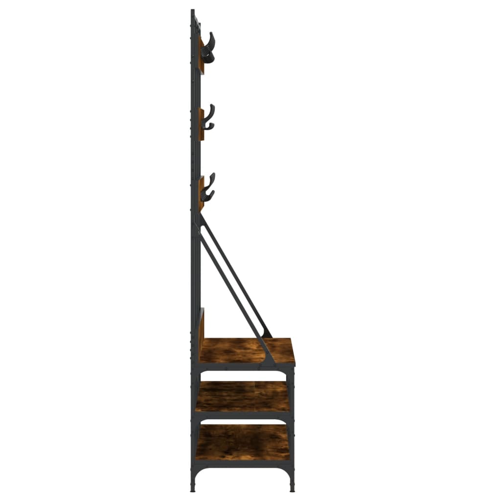 Porte-vêtements avec étagère à chaussures chêne fumé 100x40x184 cm