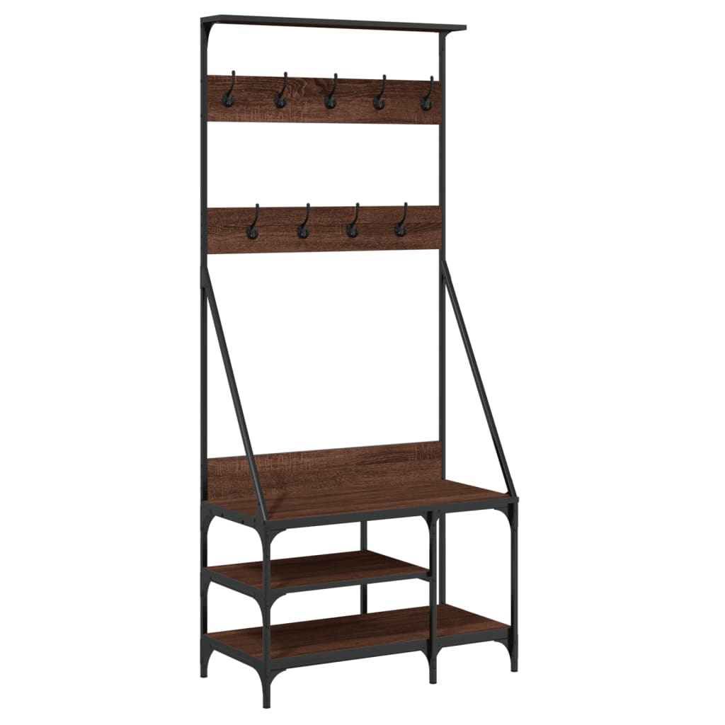 Clothes Rack with Shoe Storage, Brown Oak Effect, 80x40x184 cm