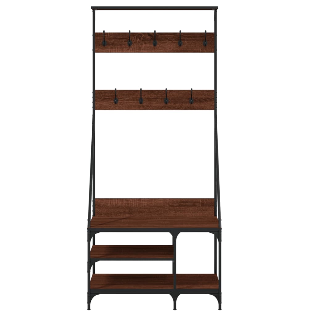 Clothes Rack with Shoe Storage, Brown Oak Effect, 80x40x184 cm