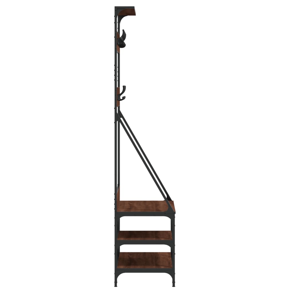 Clothes Rack with Shoe Storage, Brown Oak Effect, 80x40x184 cm