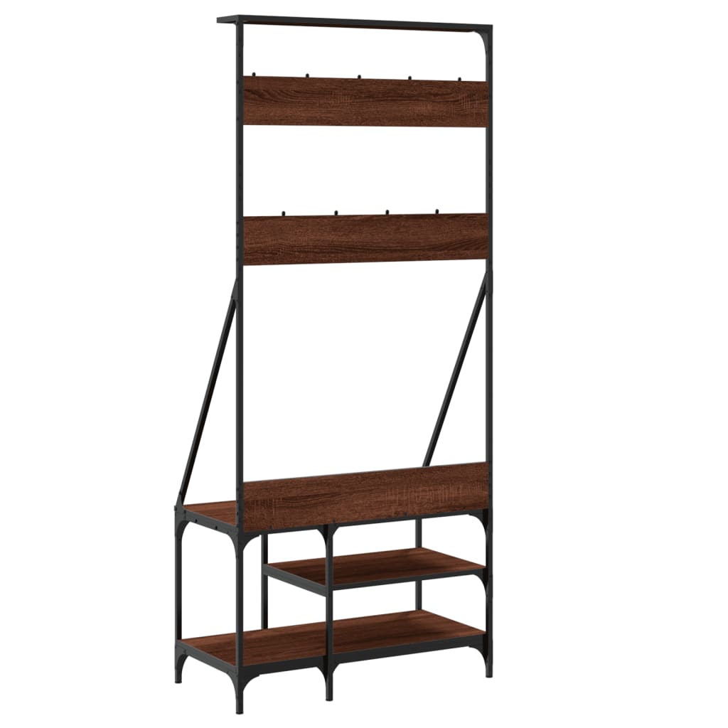 Clothes Rack with Shoe Storage, Brown Oak Effect, 80x40x184 cm