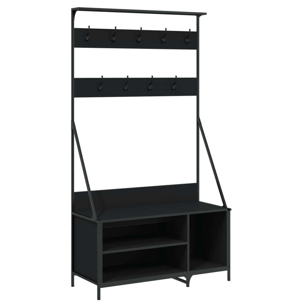 Portant à vêtements avec étagère à chaussures Noir 100x41x184 cm