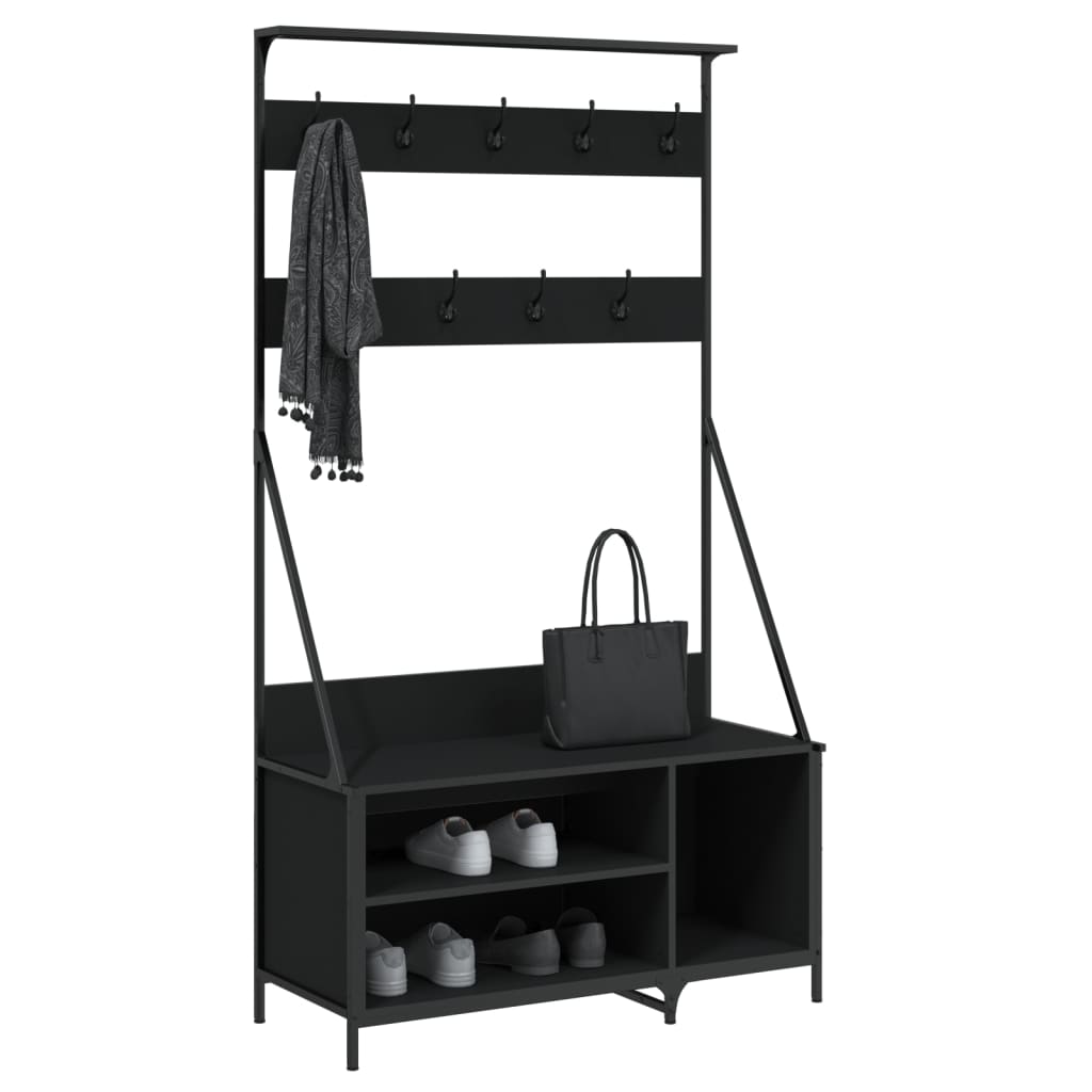 Portant à vêtements avec étagère à chaussures Noir 100x41x184 cm